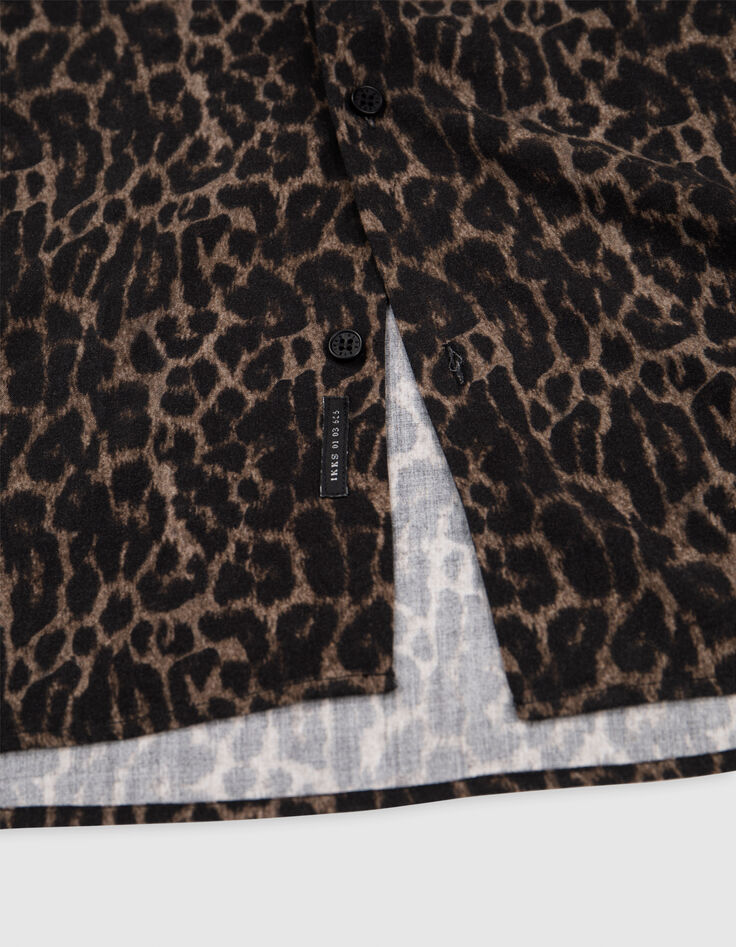 Herrenhemd SLIM grau mit Leopardenmuster-5