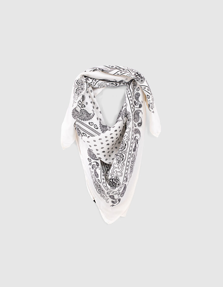 Girls&rsquo; off-white Paisley print satiny square scarf-1