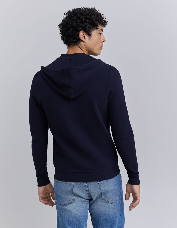 Marineblaue Herrenkapuzenjacke mit Relief-3