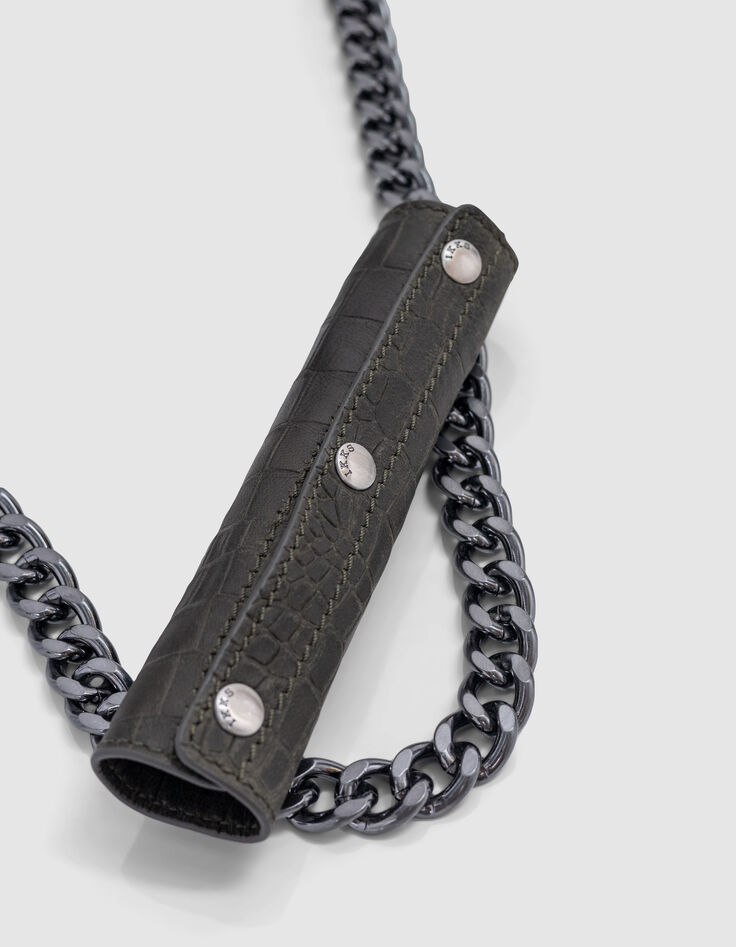 THE 1. ANIMALS khaki Leder mit Krokodilprägung M Damen-3