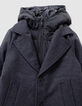Boys’ navy check coat with hooded facing-3