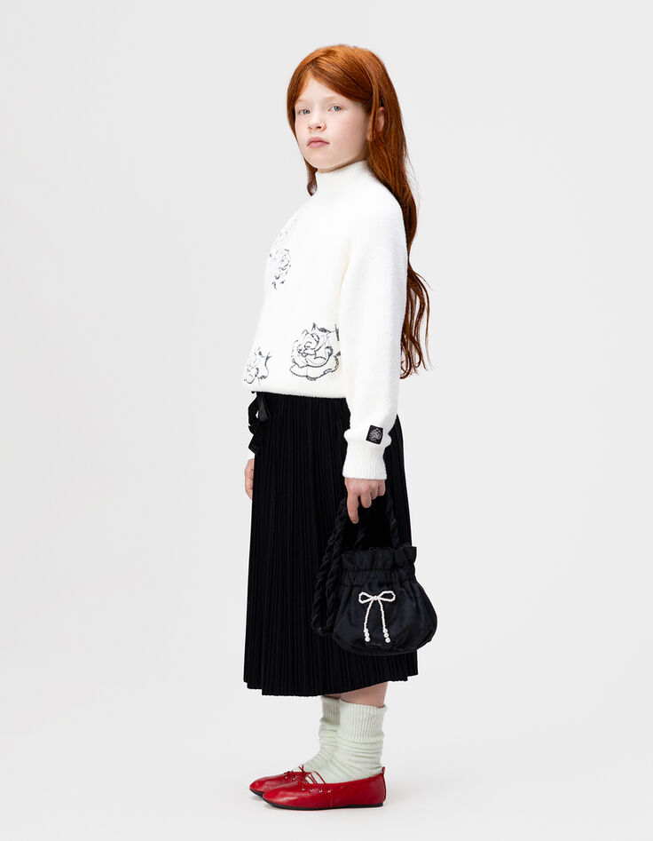 Girls’ black panne velvet bucket bag-3 Girls’ black panne velvet bucket bag-3