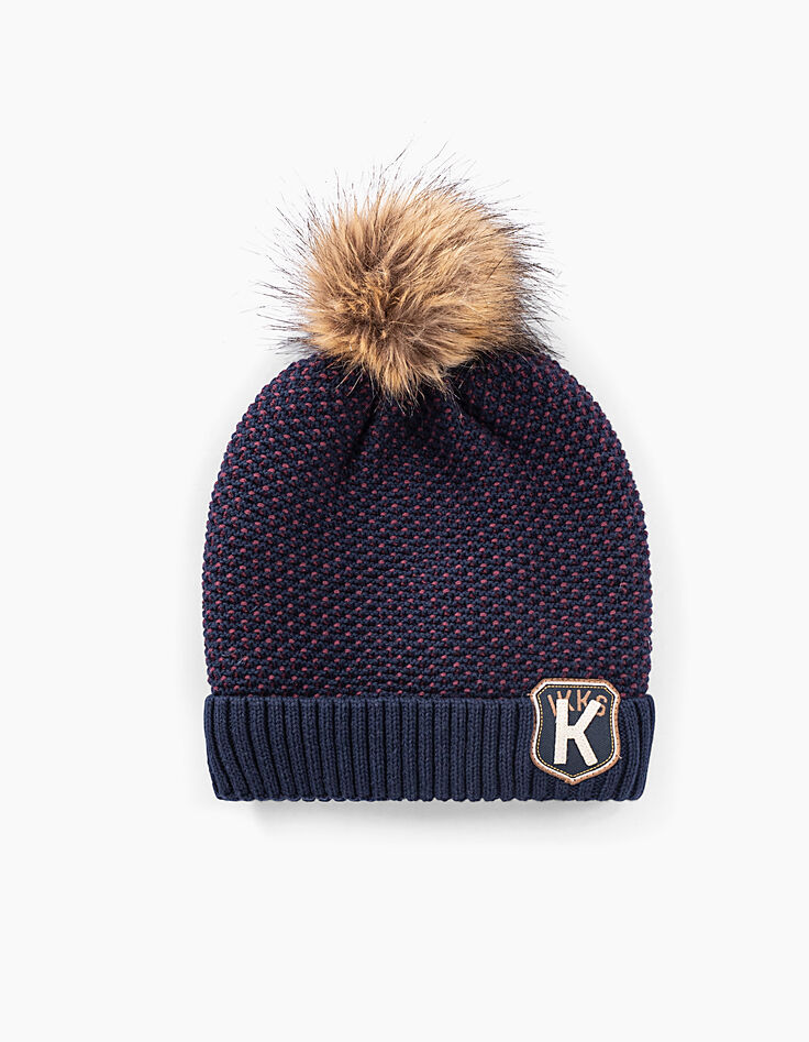 Gorro navy y rojo punto fantasía niño -1 Gorro navy y rojo punto fantasía niño -1
