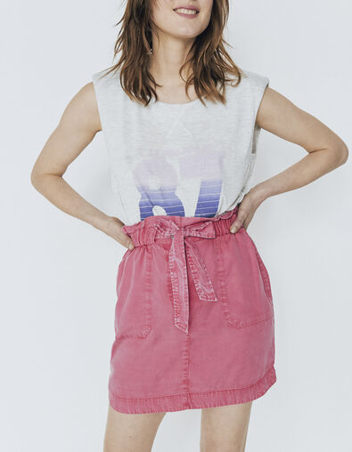 Roze rok in bleached tencel afneembare ceintuur dames - IKKS