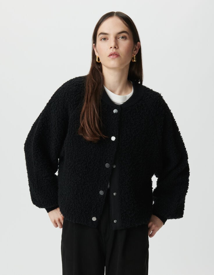 Cárdigan negro punto rizo mujer-2 Cárdigan negro punto rizo mujer-2