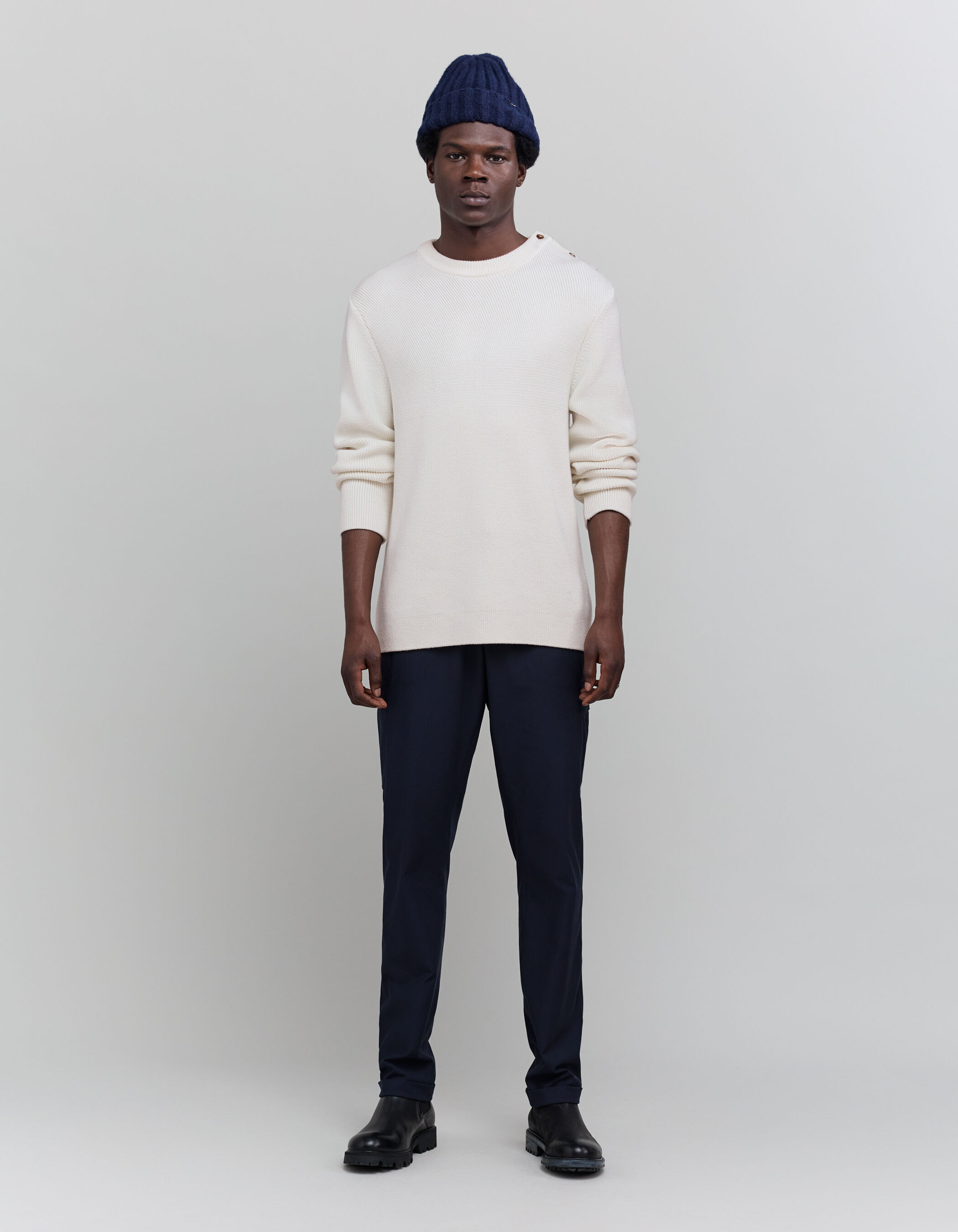 Men s off white button down sweater IKKS