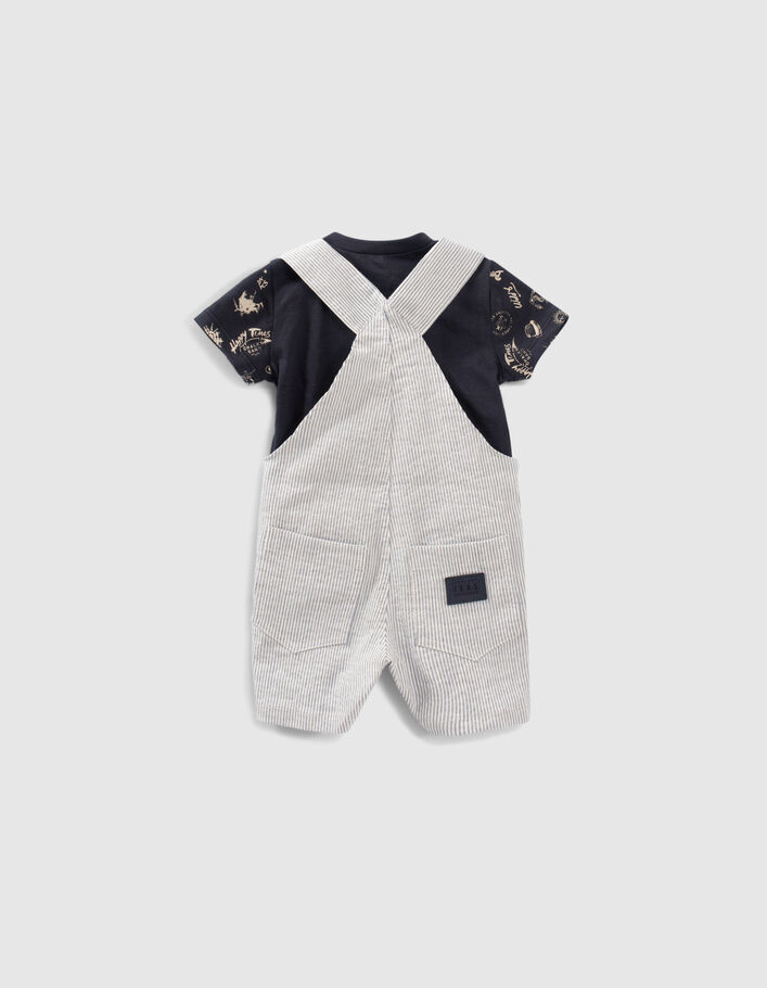 Set gestreepte tuinbroek en navy T-shirt babyjongens - IKKS