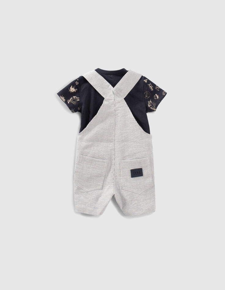 Set aus gestreifter Latzhose und T-Shirt für Babyjungen-2