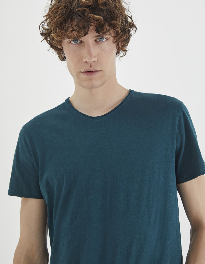Tee-shirt L'Essentiel dark blue à col V Homme - IKKS