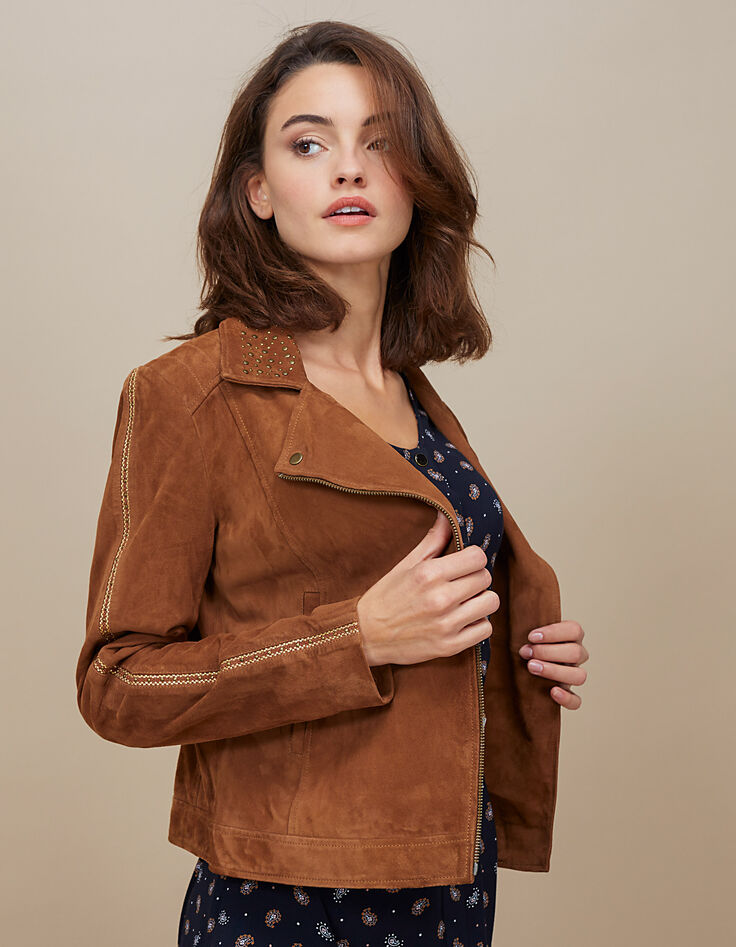 Cazadora camel de ante estilo motero I.Code-2 Cazadora camel de ante estilo motero I.Code-2