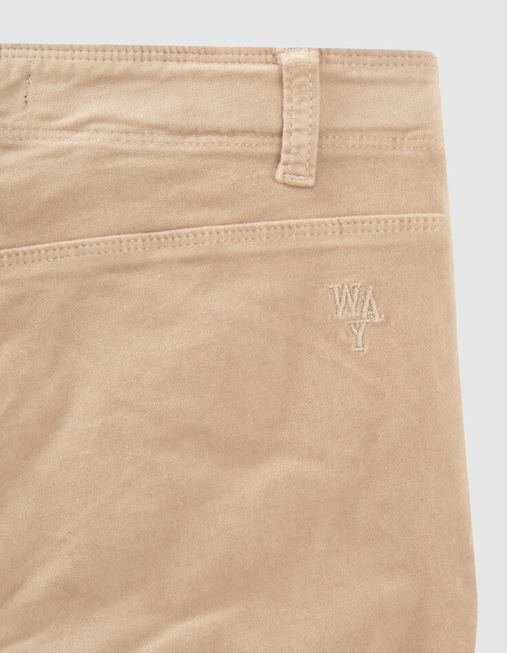 Pantalon FLARE beige taille basse en velours fille-6