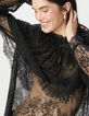 Blouse noire dentelle large volant Femme-6