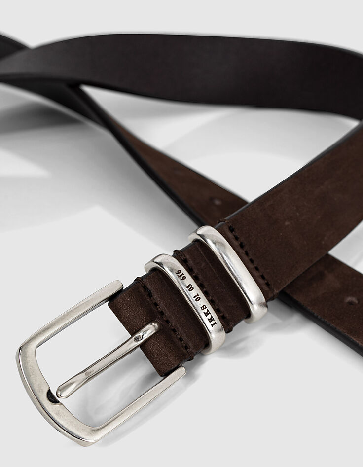 Men’s mocha leather belt with 2 loops-4