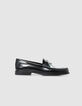 Women's black glac&eacute; leather loafers-1
