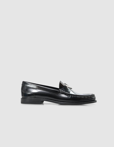 Women's black glac&eacute; leather loafers - IKKS