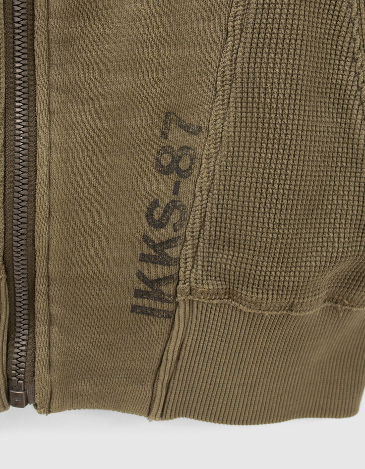 Kaki sweatvest reli&euml;f jongens-4