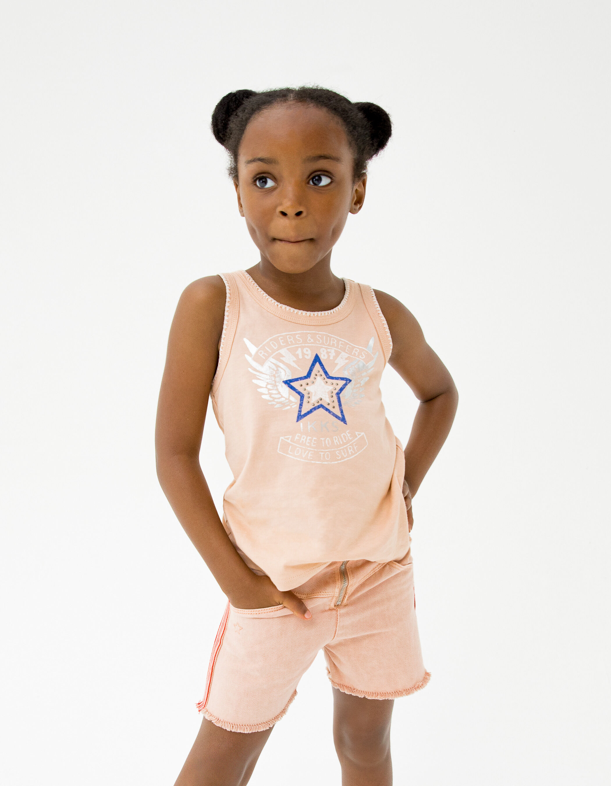 Girls pink winged star image vest top