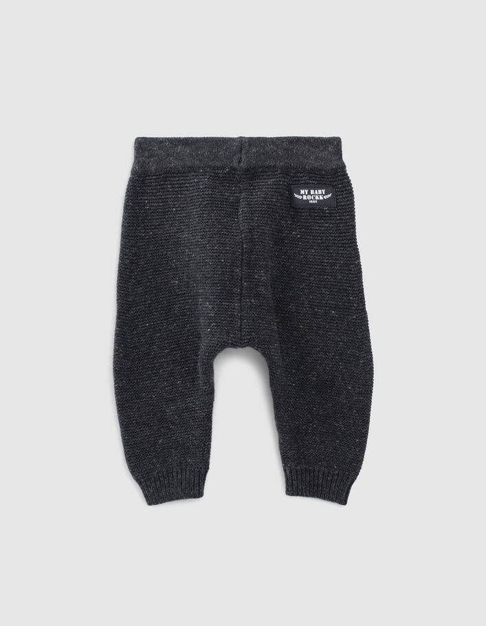 Pantalon gris chiné en tricot coton bio bébé - IKKS