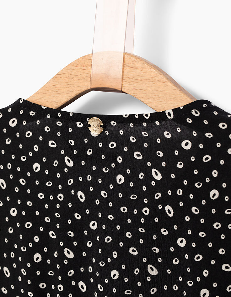 Combi short noir à imprimé pois revisité fille-5