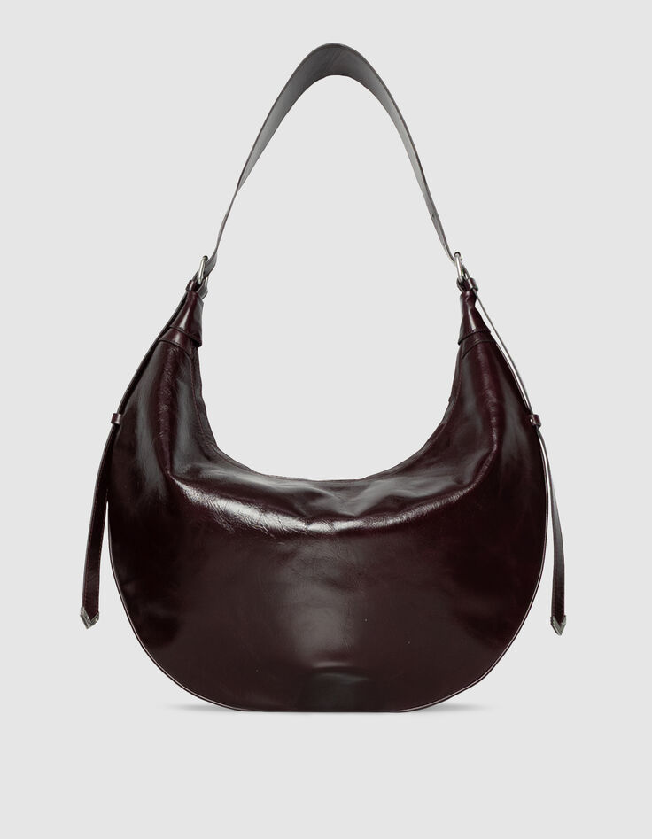 Bolso semiluna burdeos cuero brillante Allane mujer-3
