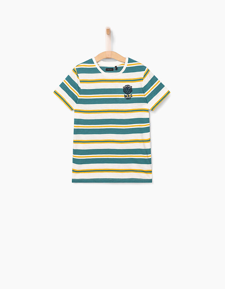 Camiseta blanco roto con rayas niño -2