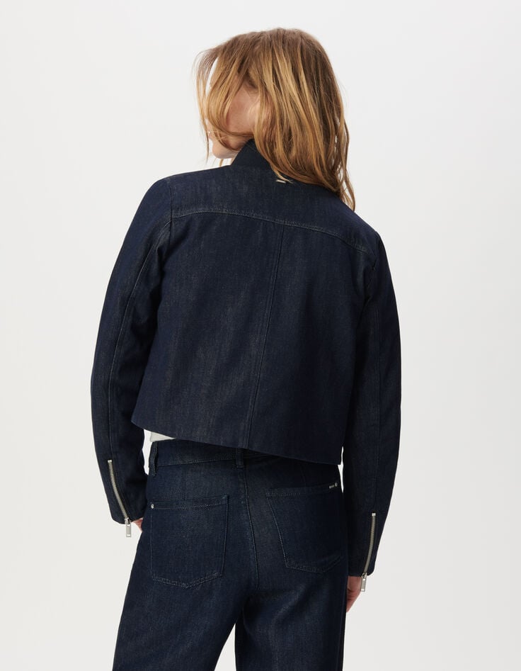 Kort jack raw denim drukknopen Dames-3 Kort jack raw denim drukknopen Dames-3
