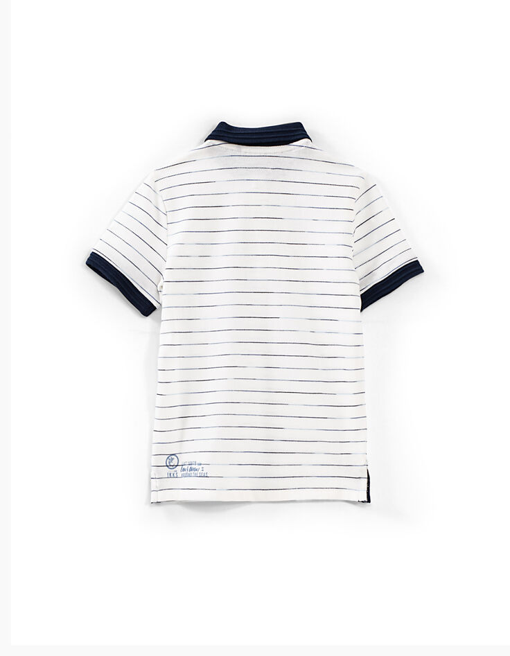 Polo blanco roto con rayas azules niño -5
