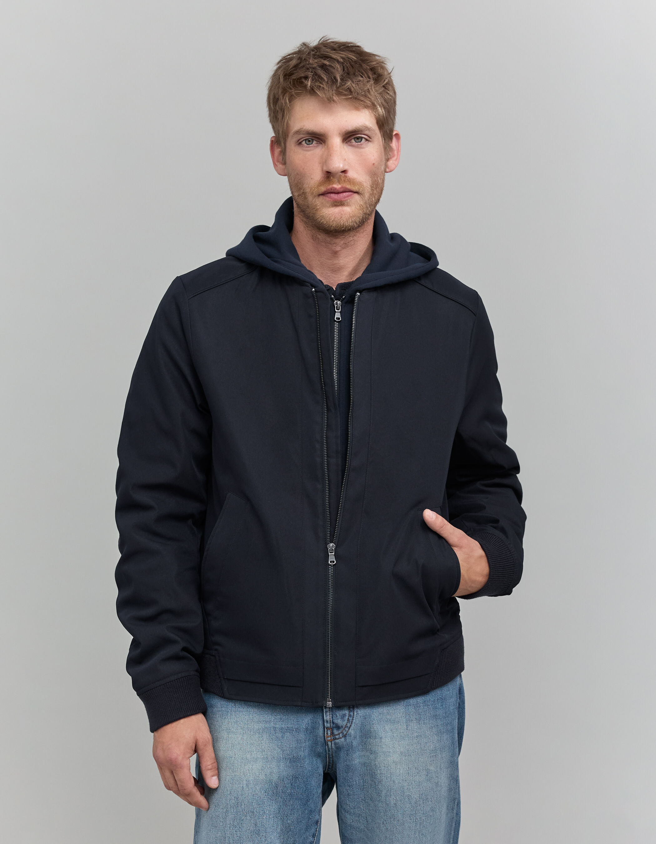 Bomber marine avec parementure Homme IKKS