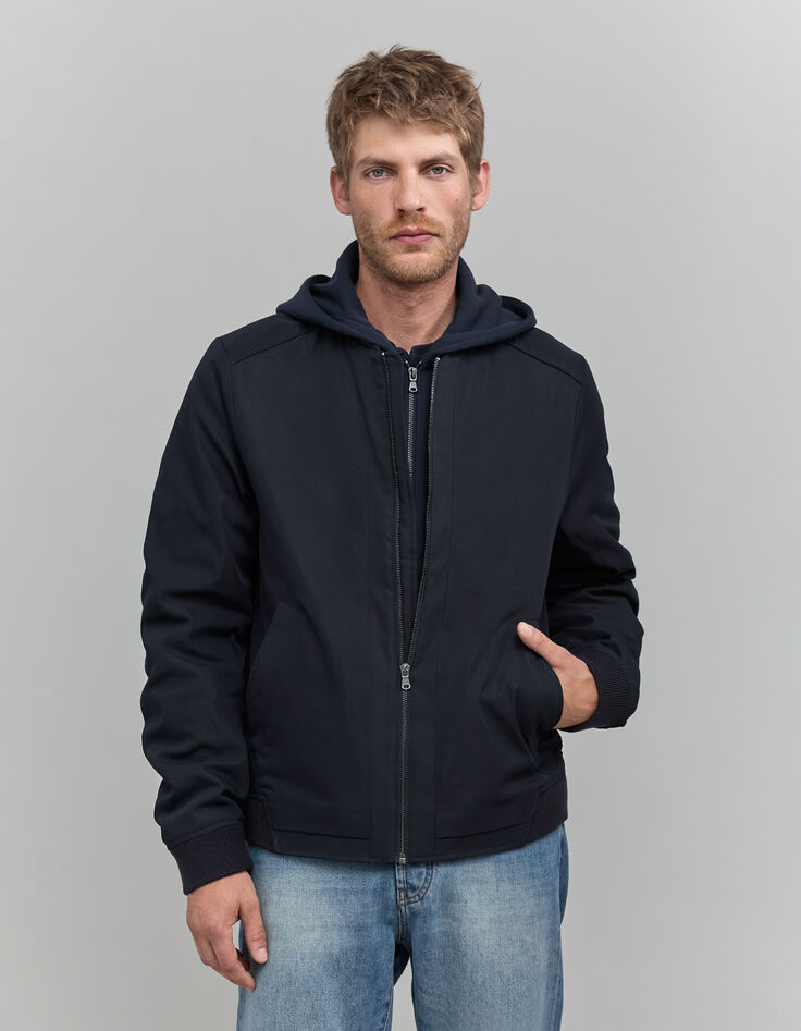 Marineblauer Herrenbomber mit Bes&auml;tzen-2