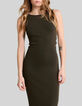 Kaki gebreide bodycon-jurk voor dames-2