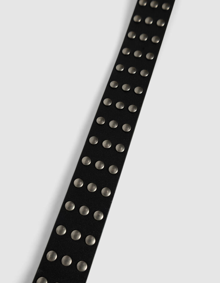 Cinturón negro cuero tachuelas hebilla western mujer-4