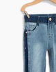 Jean skinny faded blue 7/8ème bas frangés fille-3