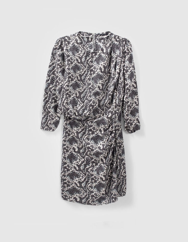 Women’s off-white satin dress with graphic python print-6 Women’s off-white satin dress with graphic python print-6
