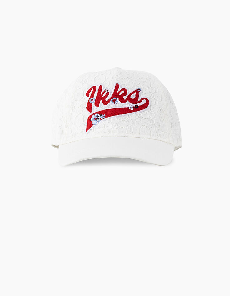 Casquette blanc cassé dentelle brodée IKKS fille -3