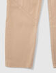 Beige Mädchenhose mit Gummizug am Bund-4
