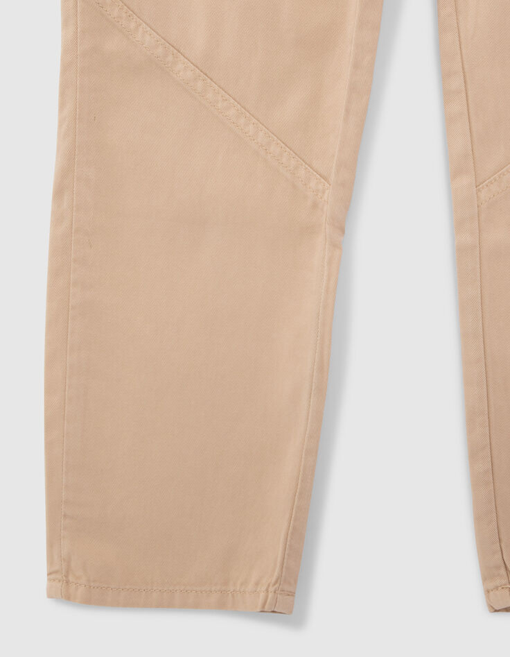 Beige Mädchenhose mit Gummizug am Bund-4
