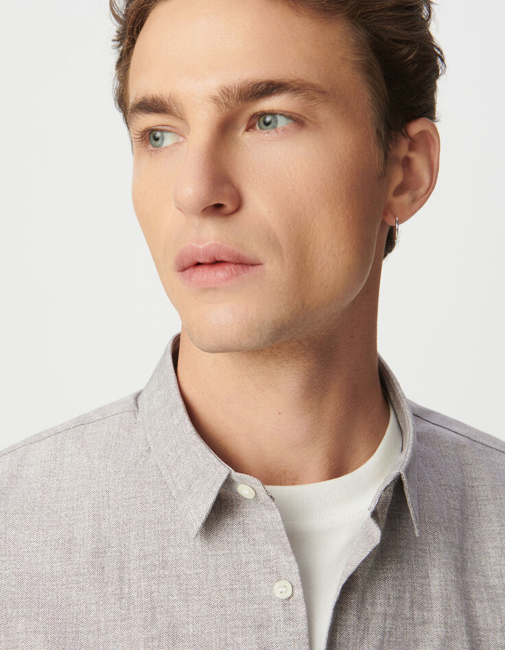 Camisa SLIM ciruela algodón espigas mini hombre-4