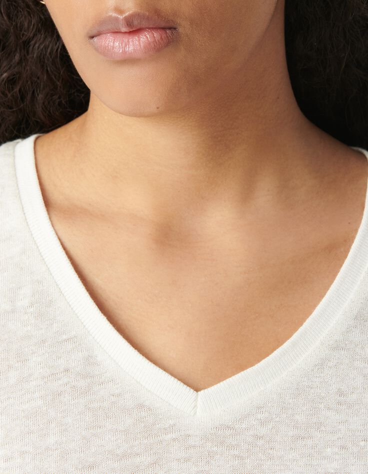 Tee-shirt lin blanc femme-5