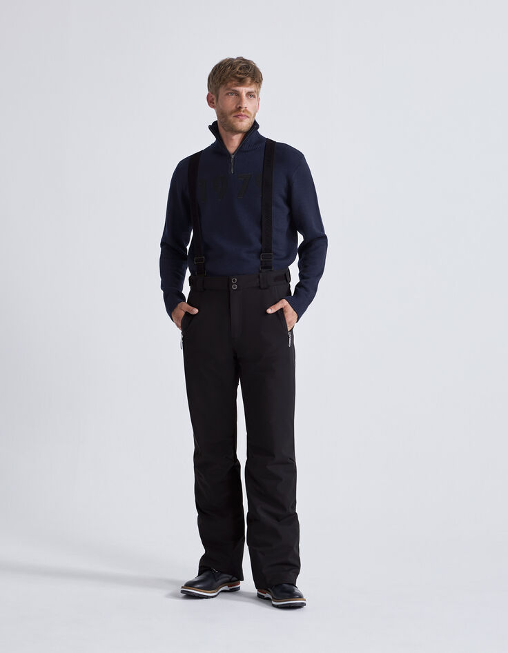 Men's black IKKS x DUVILLARD ski trousers with braces-1