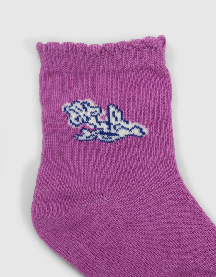 Chaussettes &eacute;crues, mauve et dor&eacute;es b&eacute;b&eacute; fille-4