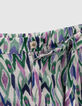 Pantalon blanc cassé imprimé ikat losanges fille-6