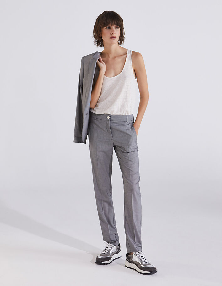 Débardeur en lin foil blanc cassé femme-5