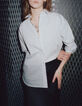 Women’s ecru shirt with thin grey stripes-2
