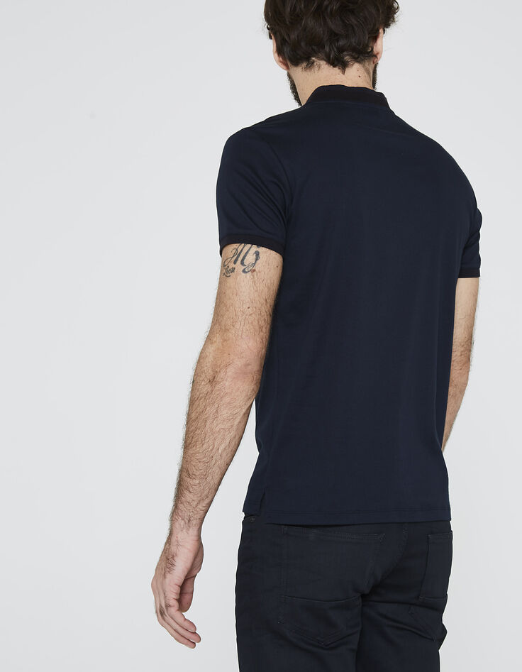 Polo marine col mao homme -3
