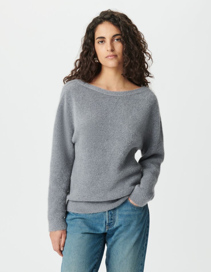 Graue Damen-Wendestrickjacke vorne/hinten-2 Graue Damen-Wendestrickjacke vorne/hinten-2