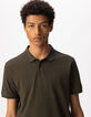 Polo manches courtes kaki maille piqu&eacute;e Homme-1