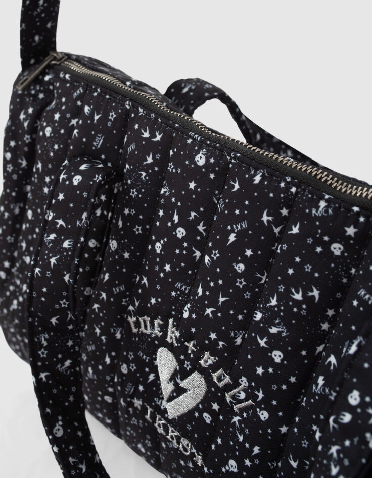 Schwarze M&auml;dchenbowlingtasche mit dezentem Rocker-Print-3