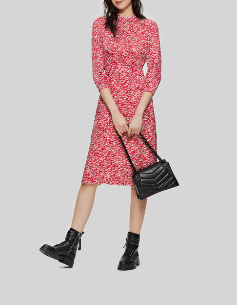 Rode midi-jurk tagprint Dames - IKKS
