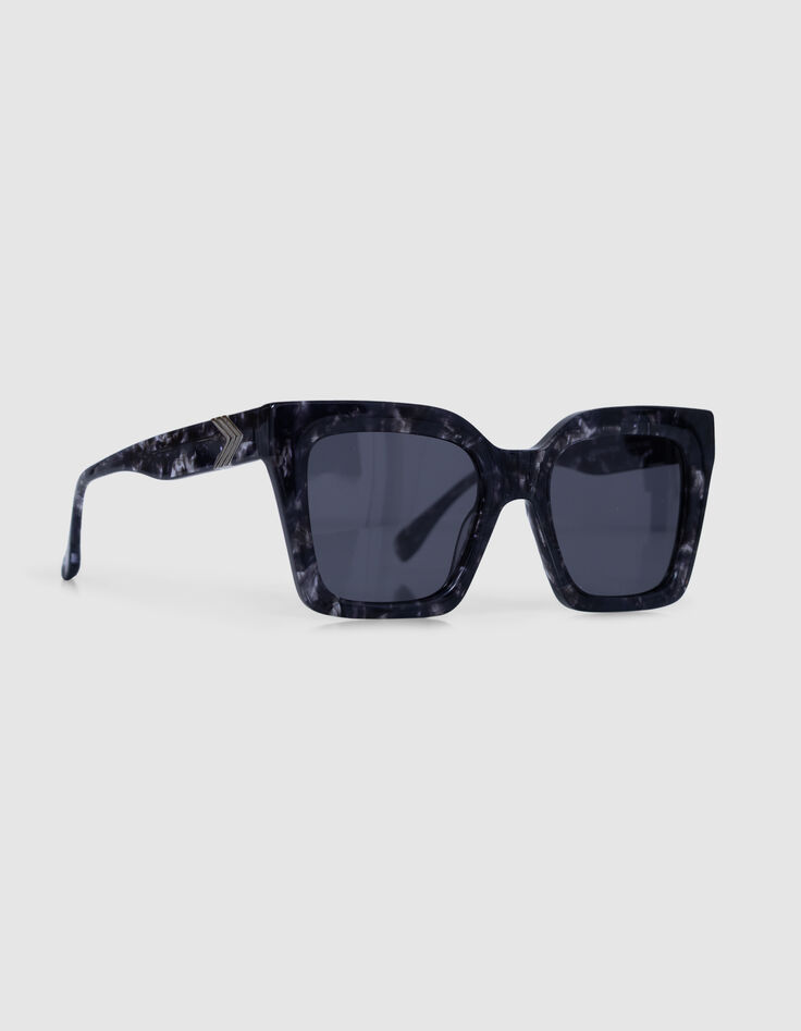Schwarze Sonnenbrille Billy graue Gläser-2