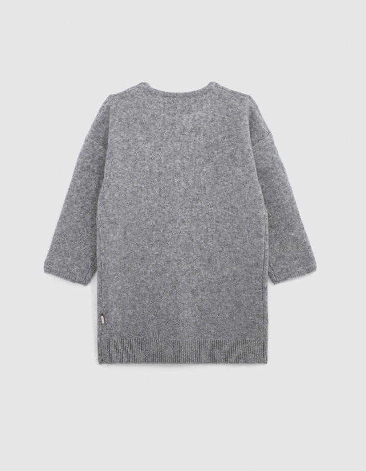 Robe pull gris tricot jacquard lurex fille-3